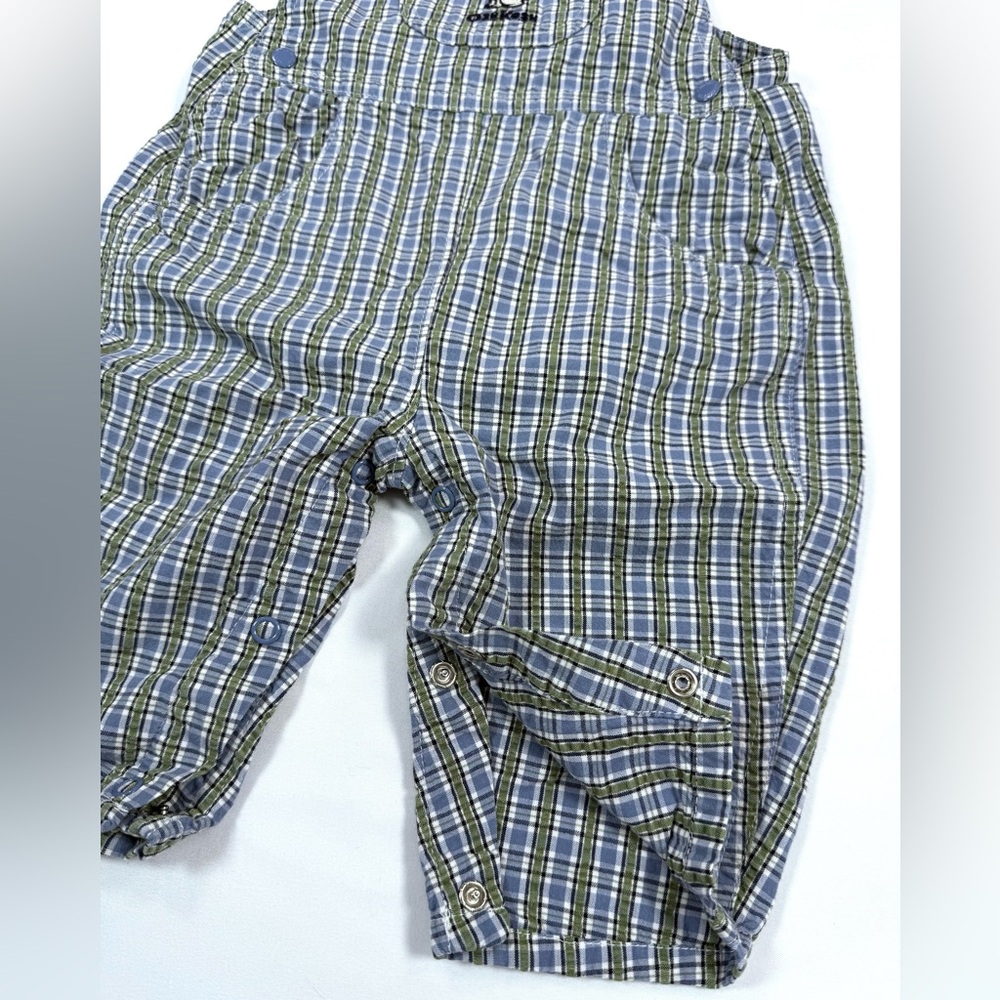 VINTAGE OSHKOSH Boys Plaid Overalls 6-9m Lion Embroidered 90s Y2K Cottagecore - Picture 10 of 13